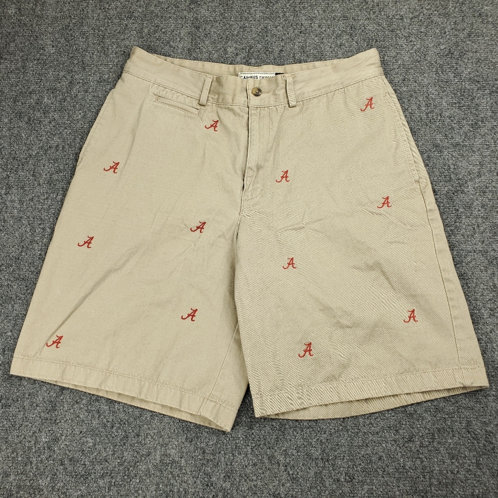 University of Alabama Crimson Tide Logo Shorts Mens 32 Campus Chinos Beige Tan